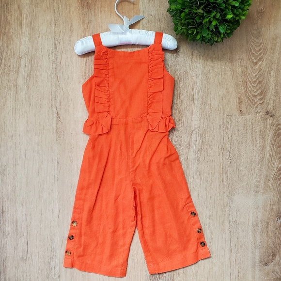 Habitual Kids' Emerald Ruffle Jumpsuit In Orange - Picture 1 of 5